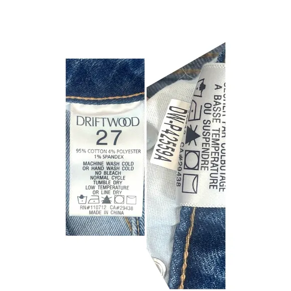 Driftwood Jeans Womens Blue Roxy Side Braid Raw Hem Jeans Size 27 x 27 26 inseam