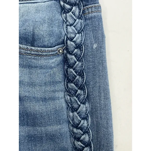 Driftwood Jeans Womens Blue Roxy Side Braid Raw Hem Jeans Size 27 x 27 26 inseam