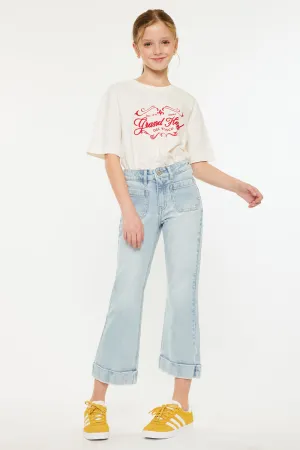 Evie High Rise Kids Cropped Flare Jeans