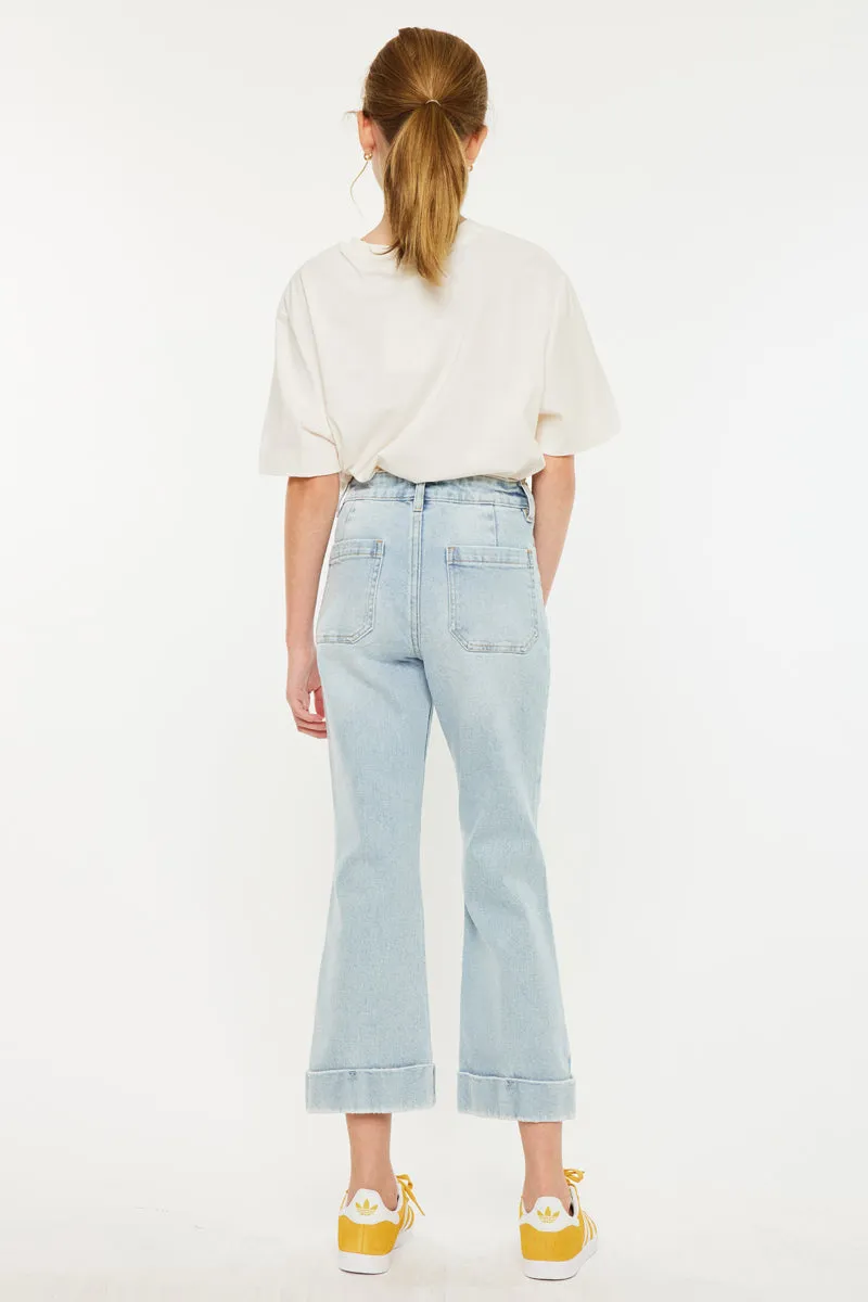 Evie High Rise Kids Cropped Flare Jeans