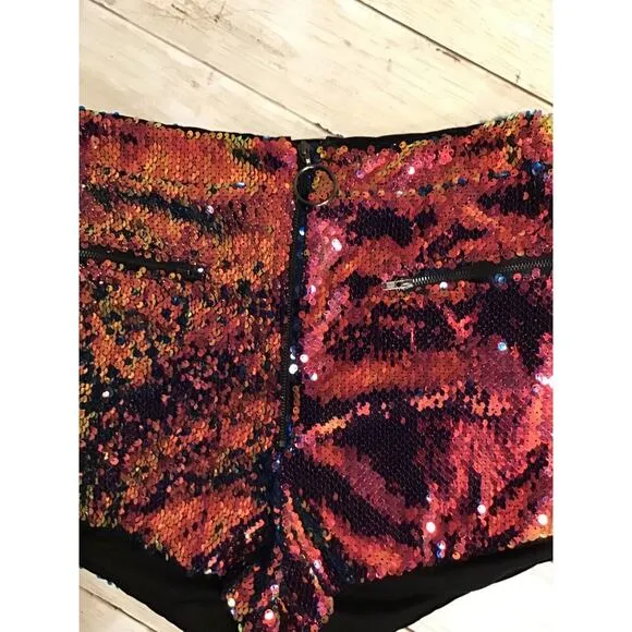 Fabulous rave, disco party, sequin, booty shorts, size small