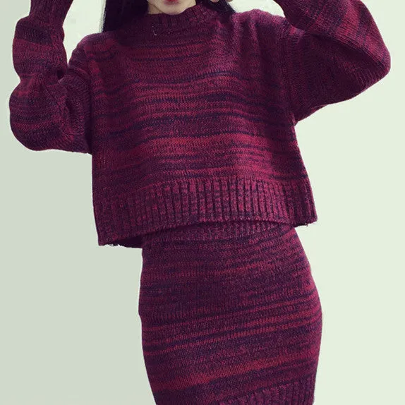 Fashion Women Sweater And Skirt Set Spring Autumn Tops Short Skirts Europe Slim Long Sleeve Knitted Suit Twinset Women Clothing