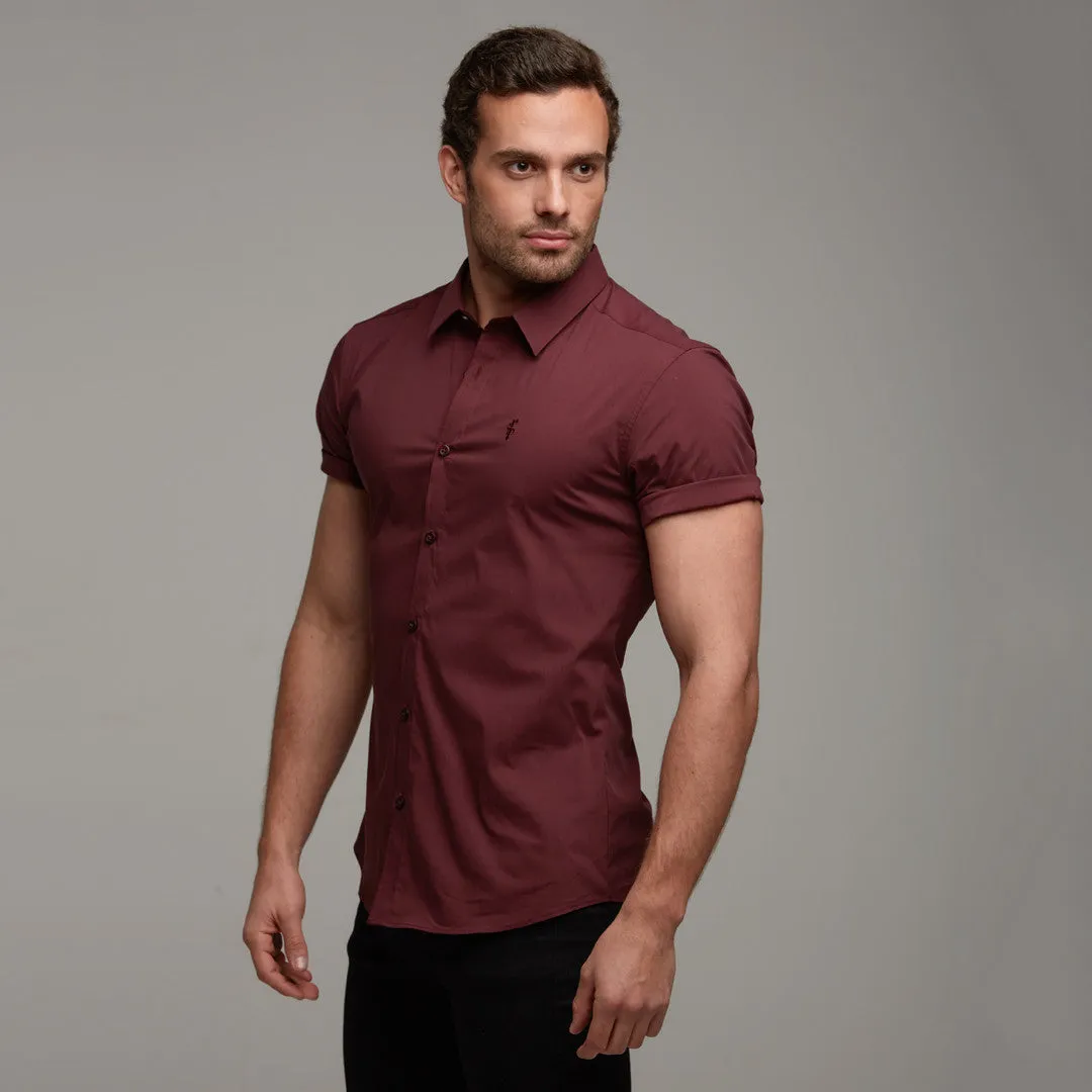 Father Sons Super Slim Stretch Classic Burgundy Short Sleeve - FS236