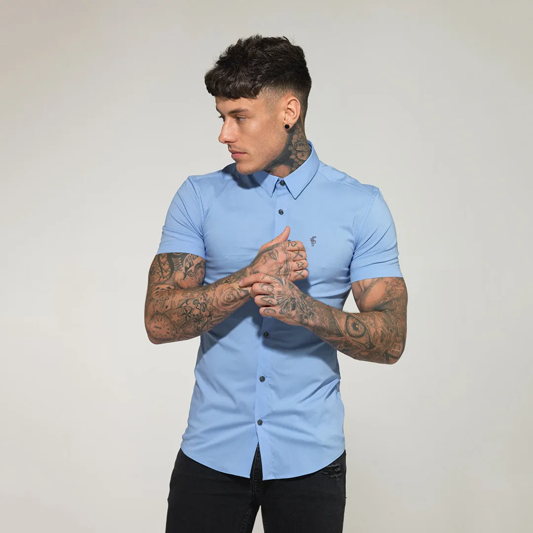 Father Sons Super Slim Stretch Classic Light Blue Short Sleeve - FS179