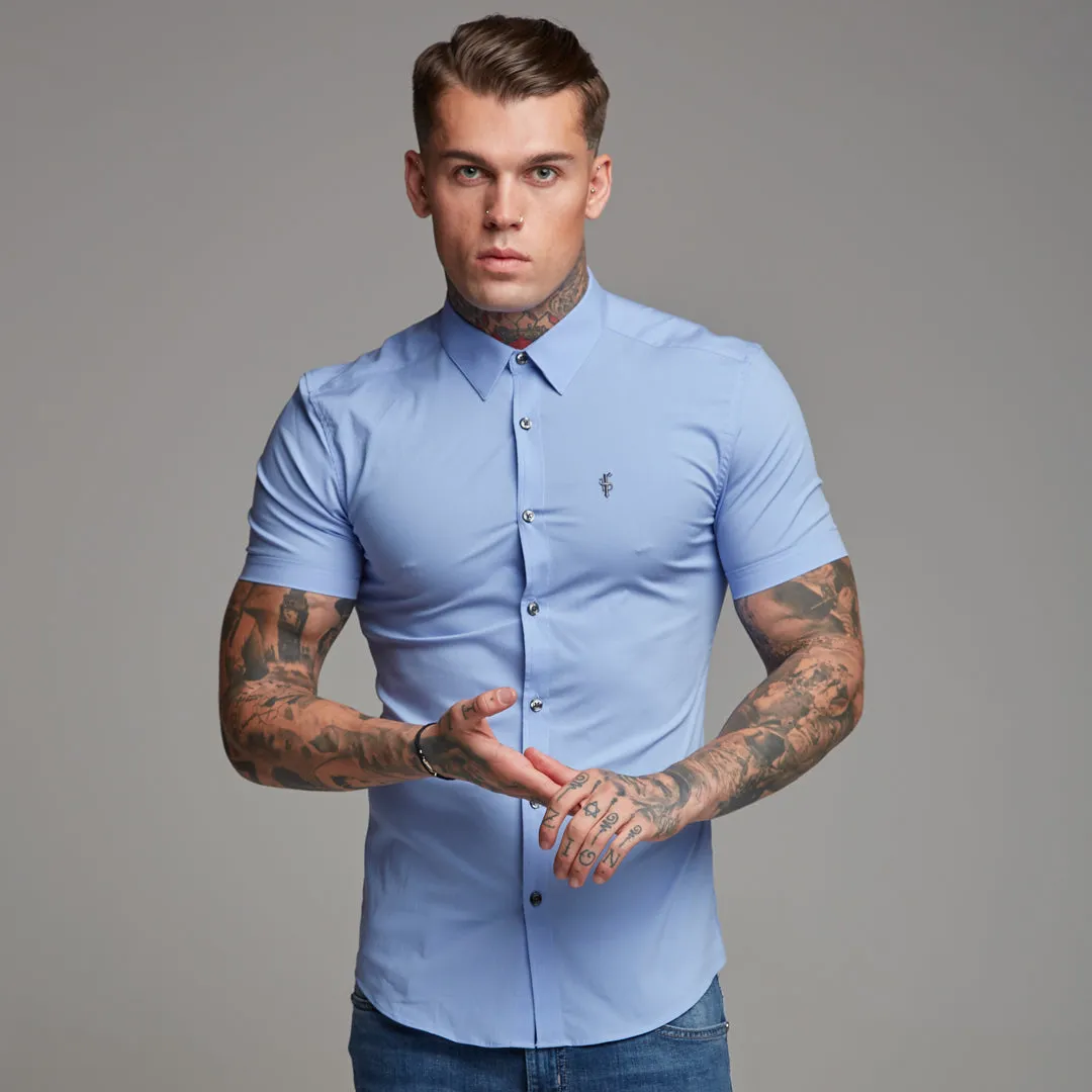 Father Sons Super Slim Stretch Classic Light Blue Short Sleeve - FS179
