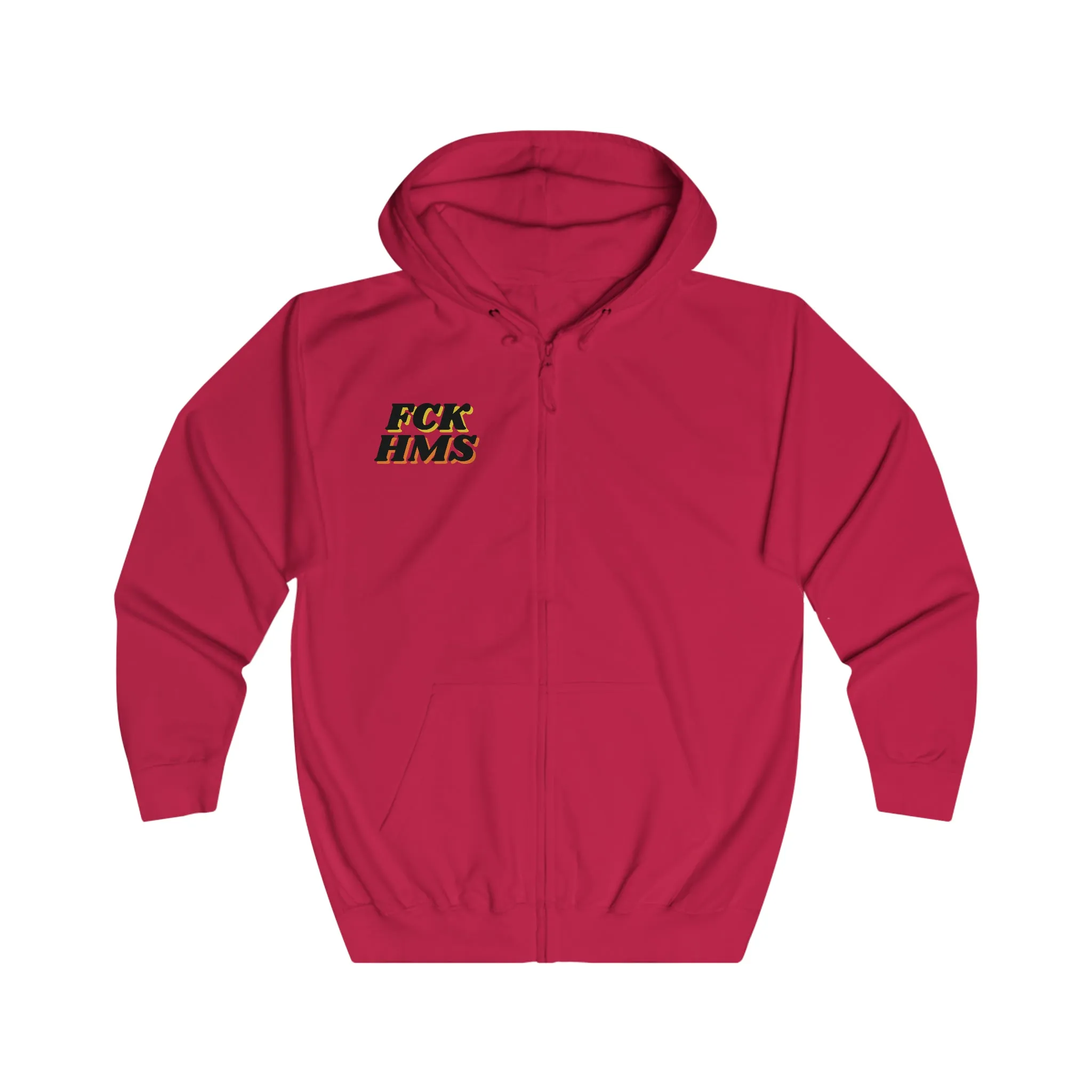 FCK HMS Black & Yellow & Orange Unisex Full Zip Hoodie