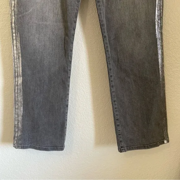 Frame Denim Le High Straight Gray Jeans with Silver Accents Ankle Cropped 31