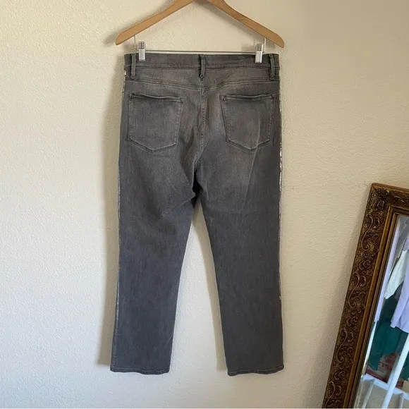 Frame Denim Le High Straight Gray Jeans with Silver Accents Ankle Cropped 31