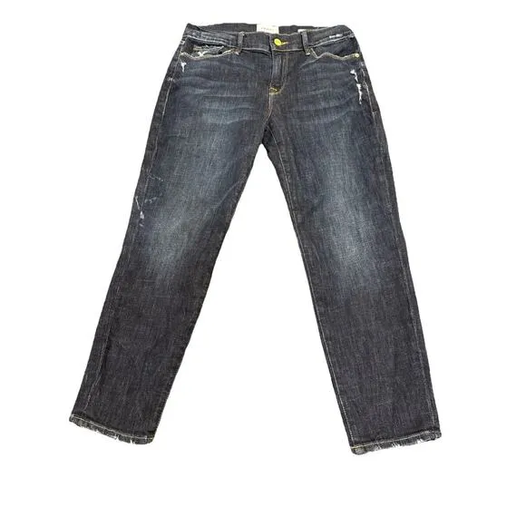 Frame Le Garcon Cropped Jeans Blue Cotton Size 28