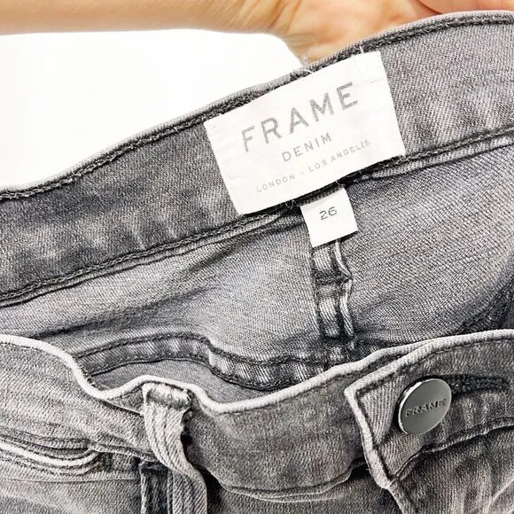 Frame Denim Le High in Rolling River Washed Black 26