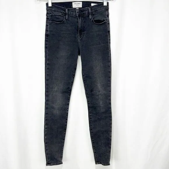 Frame Denim Le High in Rolling River Washed Black 26