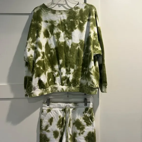 Free People Intimately Kelly Lounge Set Green Tie-Dye
