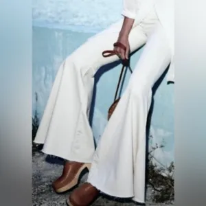 Free People Just Float On Ultra Flare Leg Pants in white color Size 24