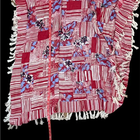 Free People Maui Babe kimono Kaftan fringe floral print RARE great for fall NWOT
