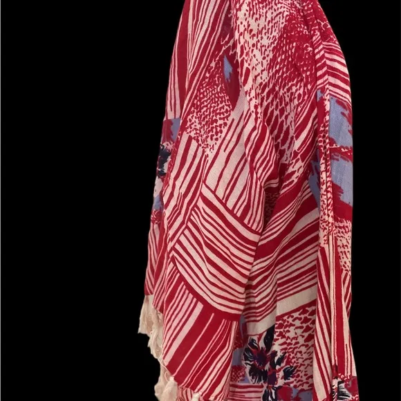 Free People Maui Babe kimono Kaftan fringe floral print RARE great for fall NWOT