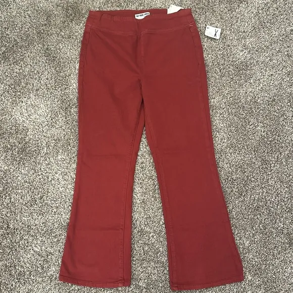 💗FREE PEOPLE We The Free In My Feelings Mid Rise Crop Boot Jeans Red Medium
