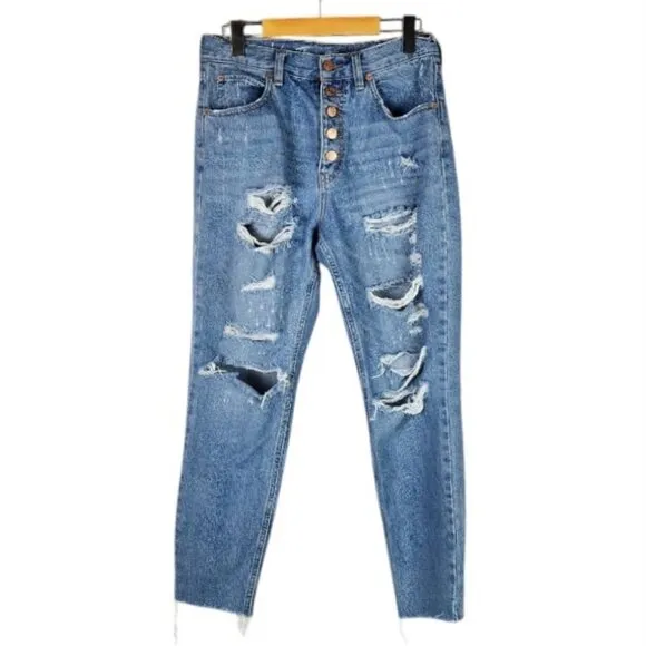 Free People We The Free Soak Up the Sun High Rise Thrashed Skinny Jean  Size 27