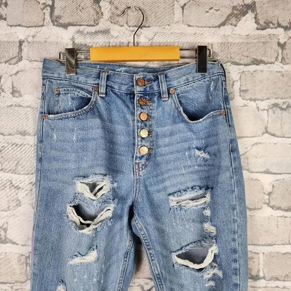 Free People We The Free Soak Up the Sun High Rise Thrashed Skinny Jean  Size 27