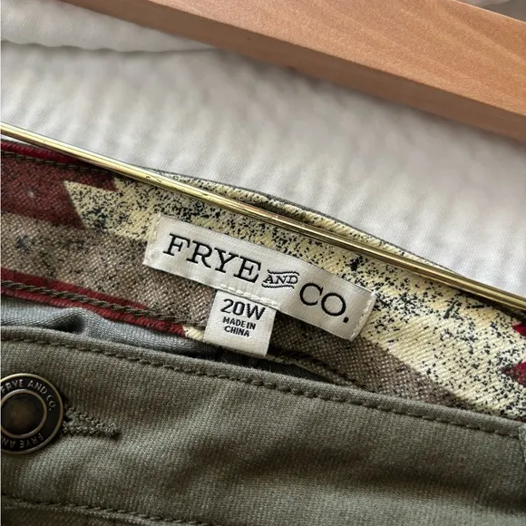 Frye &amp; Co Olive Green Cropped Kick Flare Jeans