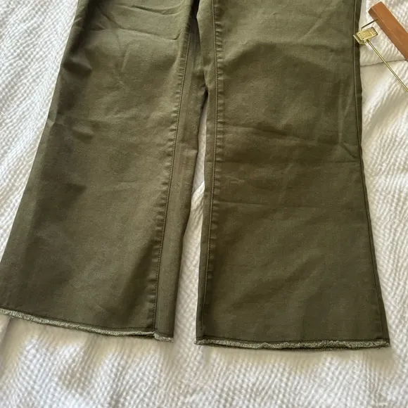 Frye &amp; Co Olive Green Cropped Kick Flare Jeans