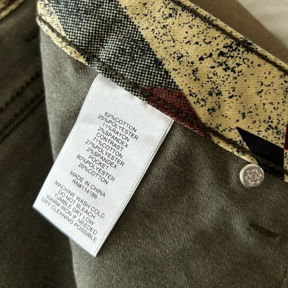 Frye &amp; Co Olive Green Cropped Kick Flare Jeans