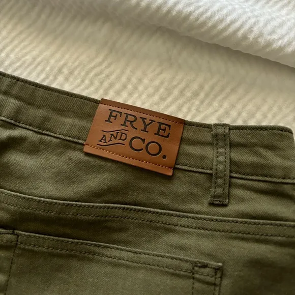 Frye &amp; Co Olive Green Cropped Kick Flare Jeans