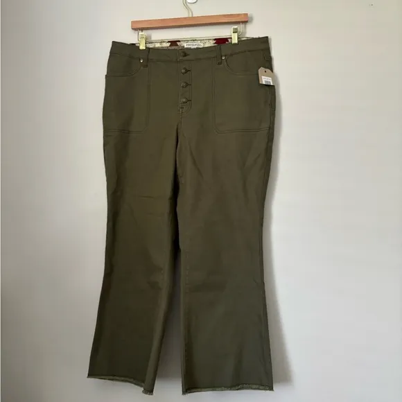 Frye &amp; Co Olive Green Cropped Kick Flare Jeans