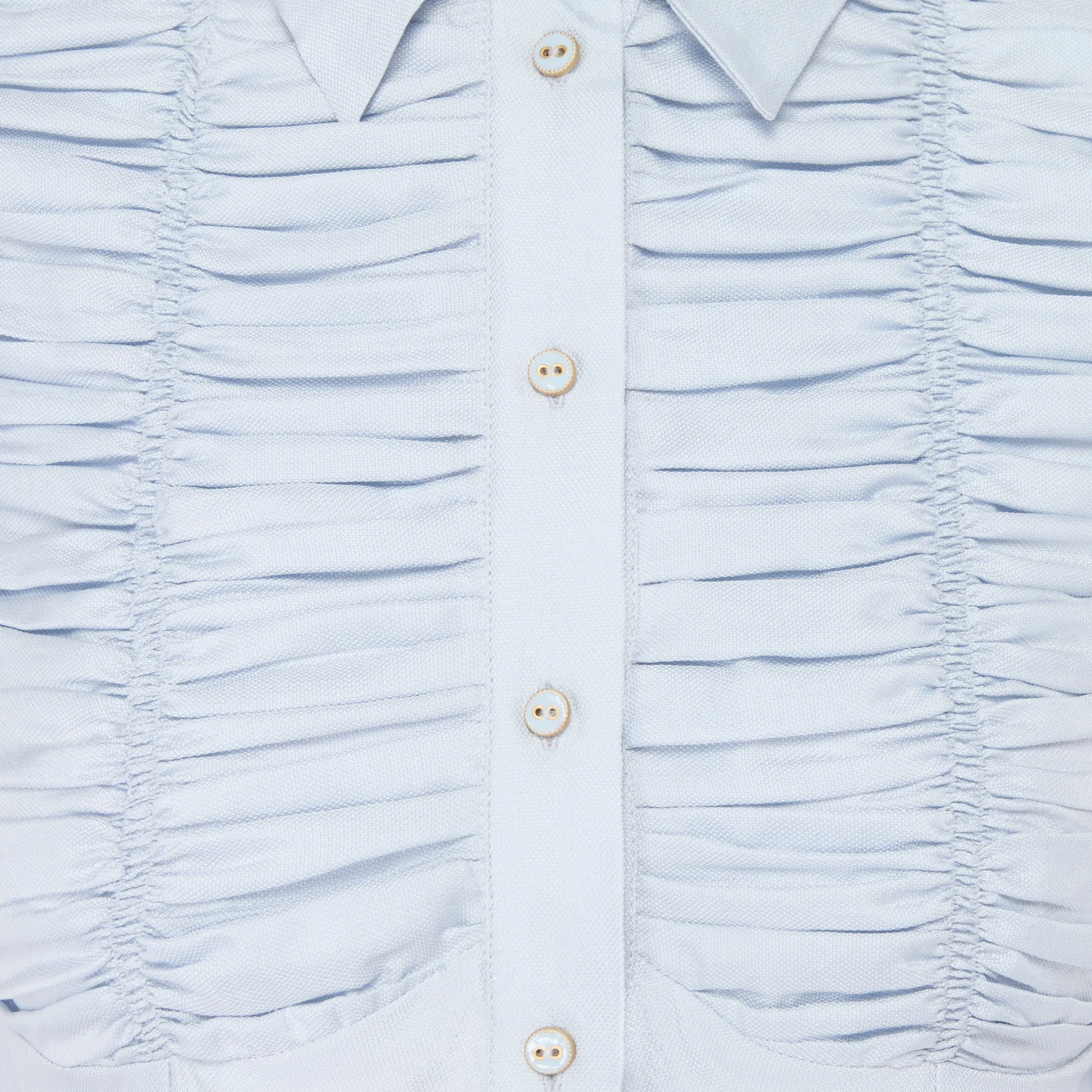 Gathered Long-Sleeve Silk Blouse