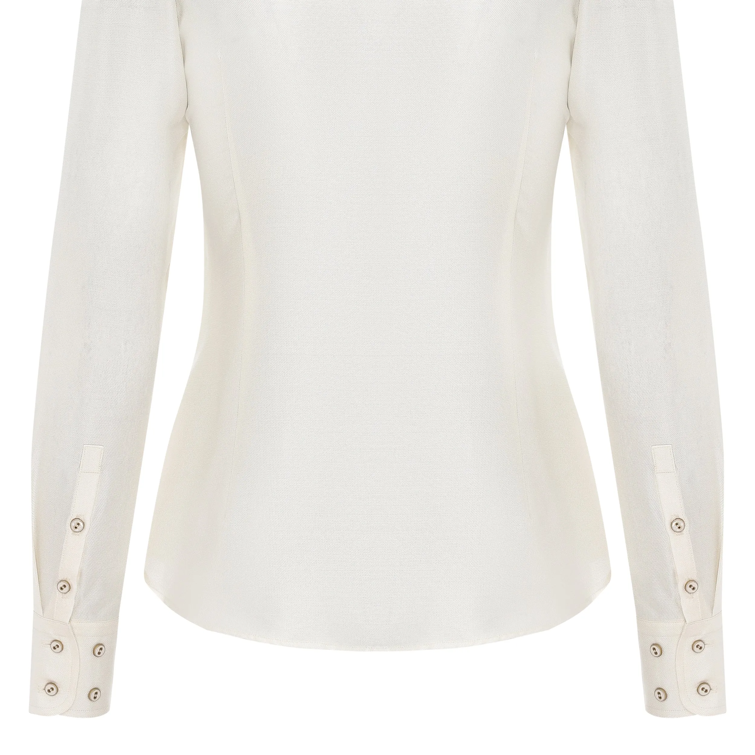 Gathered Long-Sleeve Silk Blouse