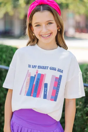 Girls: Smart Girl Era White Graphic Tee