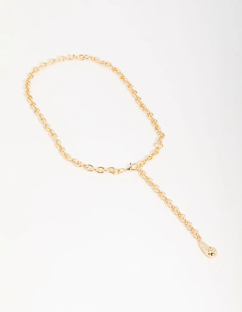 Gold Textured Y-Necklace