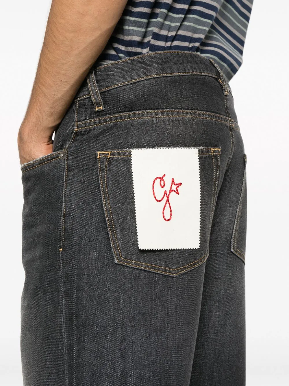 Golden denim cotton jeans