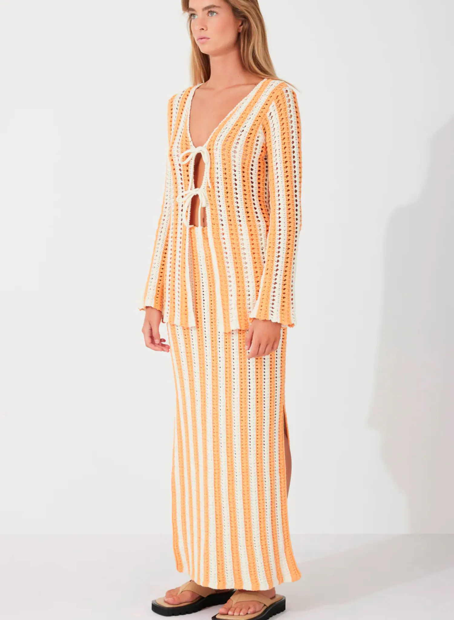 Golden Stripe Cotton Knit Skirt
