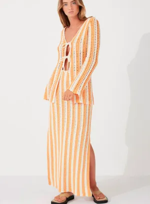 Golden Stripe Cotton Knit Skirt