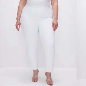 Good American Good Legs Straight White Jeans Raw Hem Ankle size 18 Plus