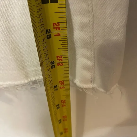 Good American Good Legs Straight White Jeans Raw Hem Ankle size 18 Plus