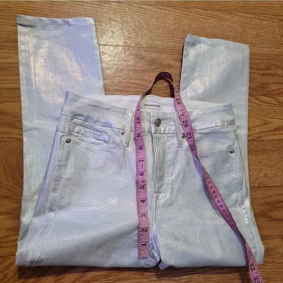 Good American 'Good Legs' Metallic Cropped Jeans