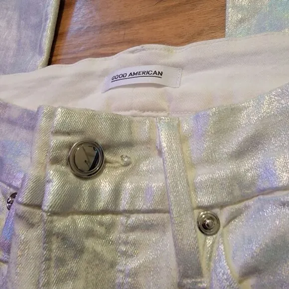 Good American 'Good Legs' Metallic Cropped Jeans