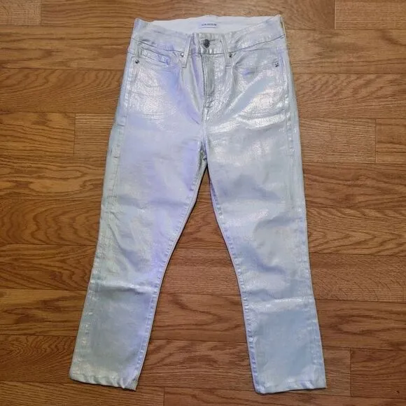Good American 'Good Legs' Metallic Cropped Jeans
