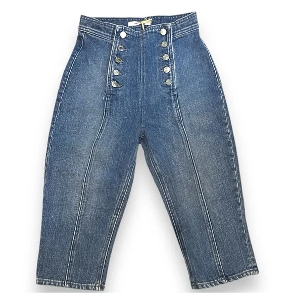 GRLFRND Revolve NWT Adina Y2K Vibe Cropped Capri High Rise Button Fly Jeans 24