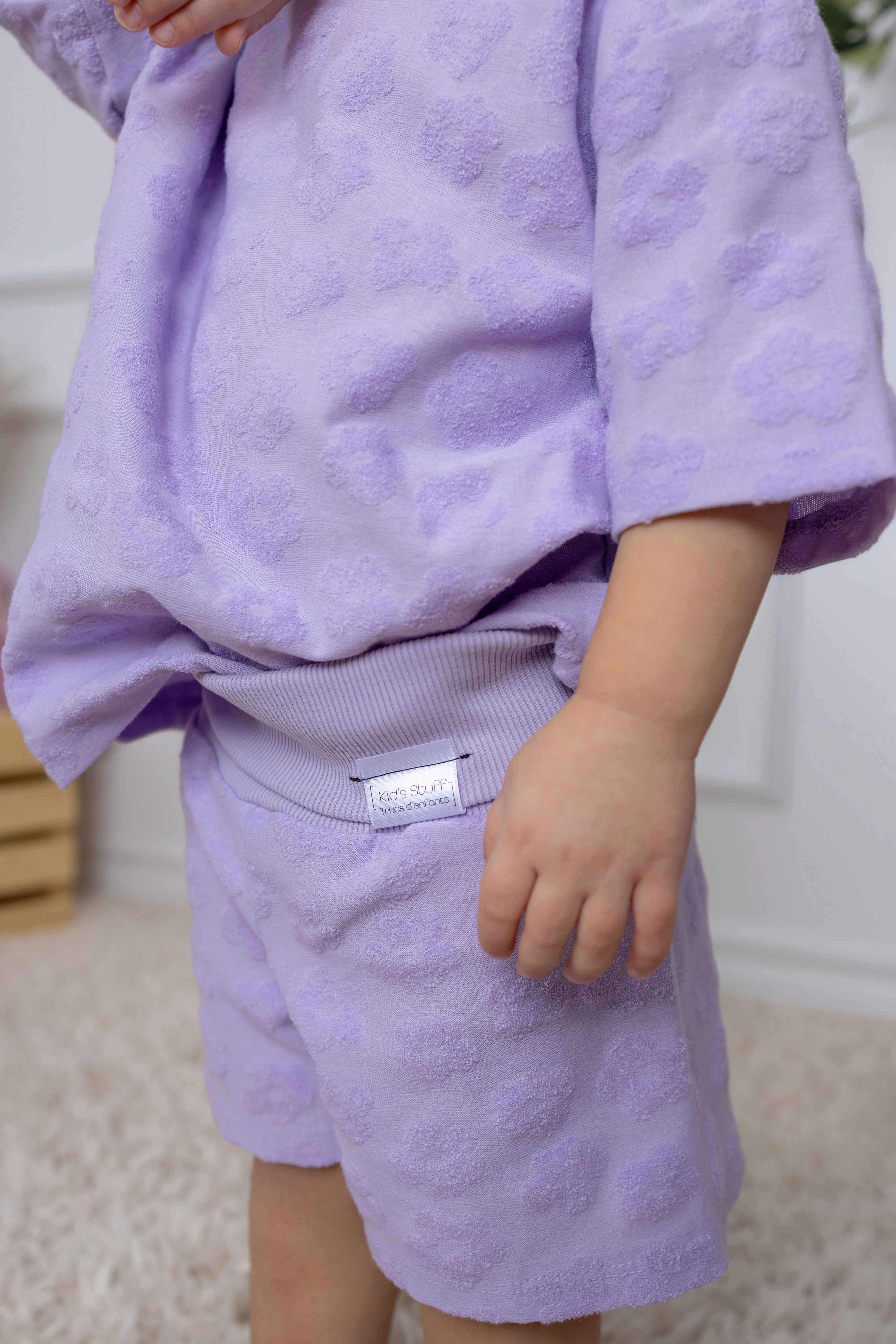 Grow With Me Wide Shorts | Lavender Macaron Flowers