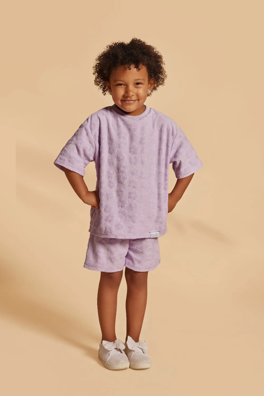 Grow With Me Wide Shorts | Lavender Macaron Flowers