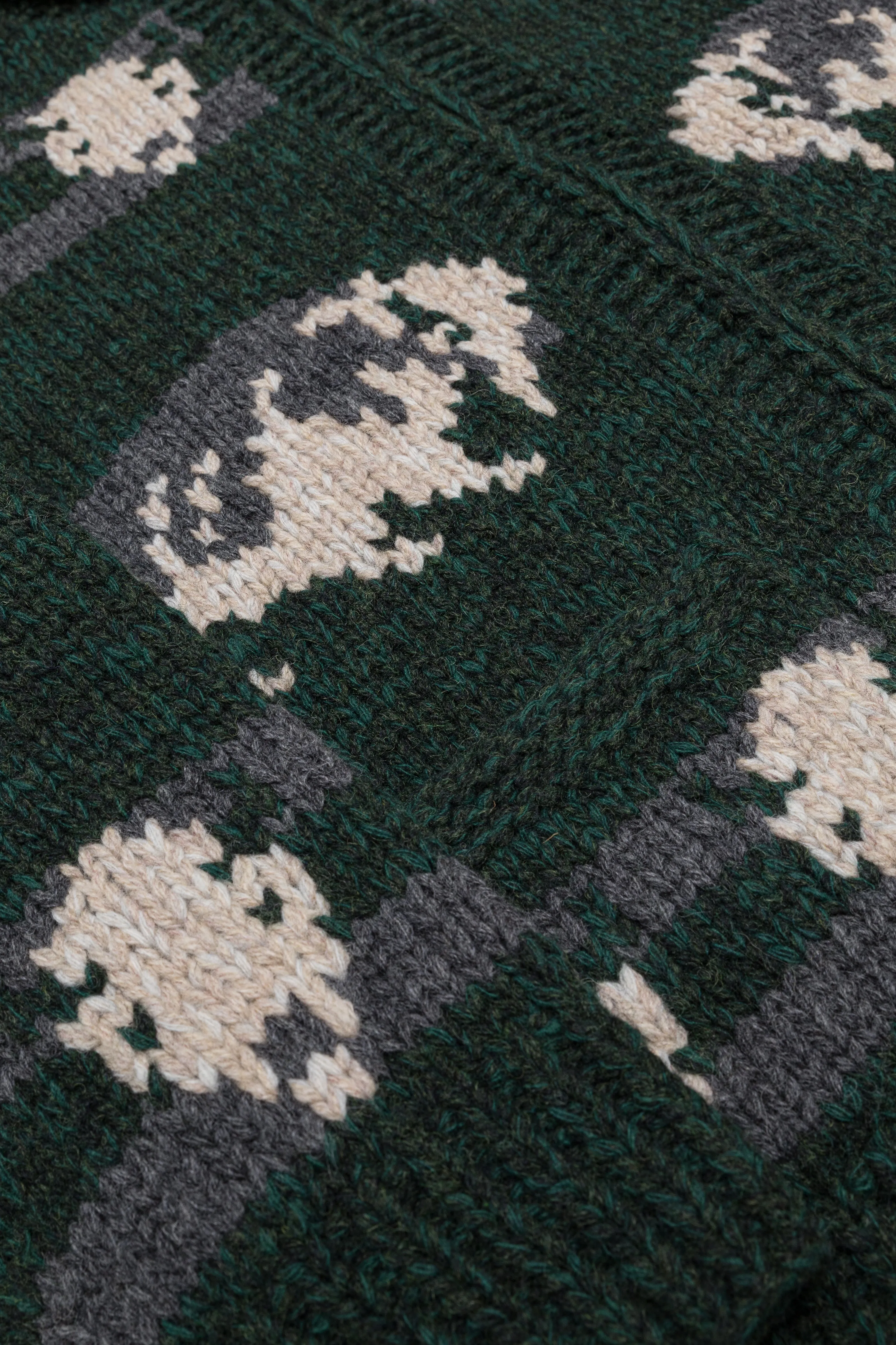Handknitted Cowichan Cardigan in Forest Green Wool (JP83814)