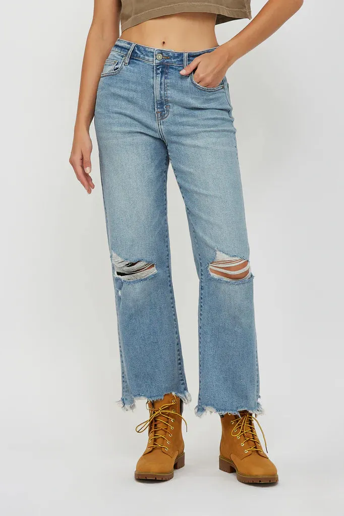 Hidden Jeans Medium Light 28" Inseam Distressed Stretch Wide Straight