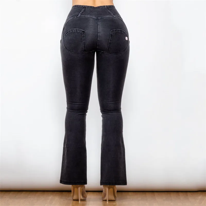 High Waist Black Flared Skinny Women's Stretch Jeans
