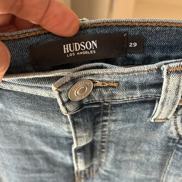 Hudson Barbara Straight Leg High Waist Spliced Hem Jeans Size 29