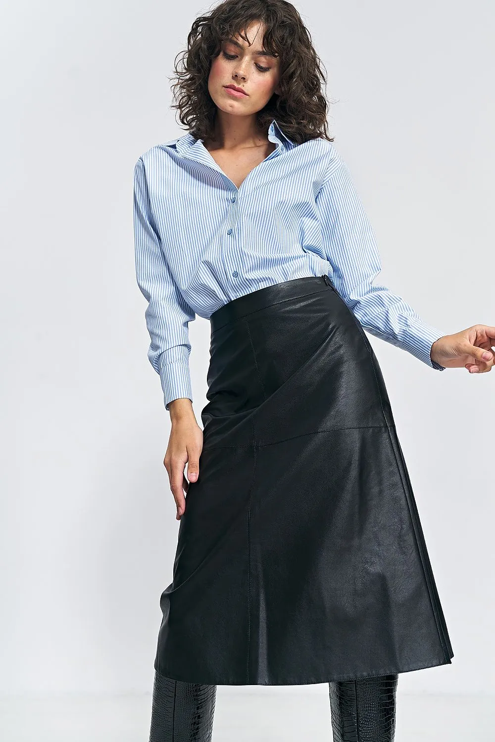 Imitation Leather Asymmetric Skirt