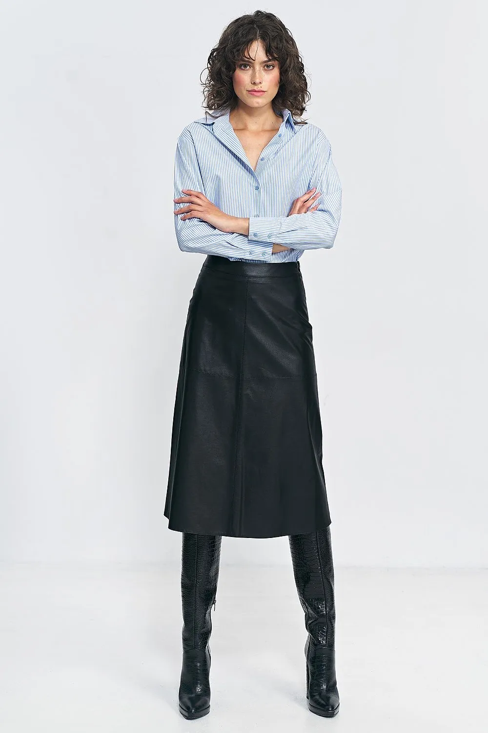 Imitation Leather Asymmetric Skirt