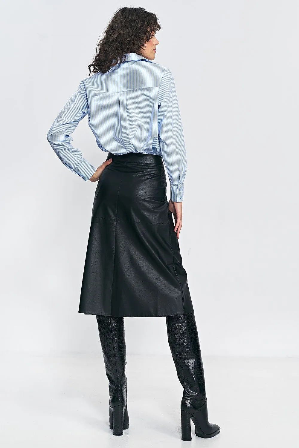 Imitation Leather Asymmetric Skirt