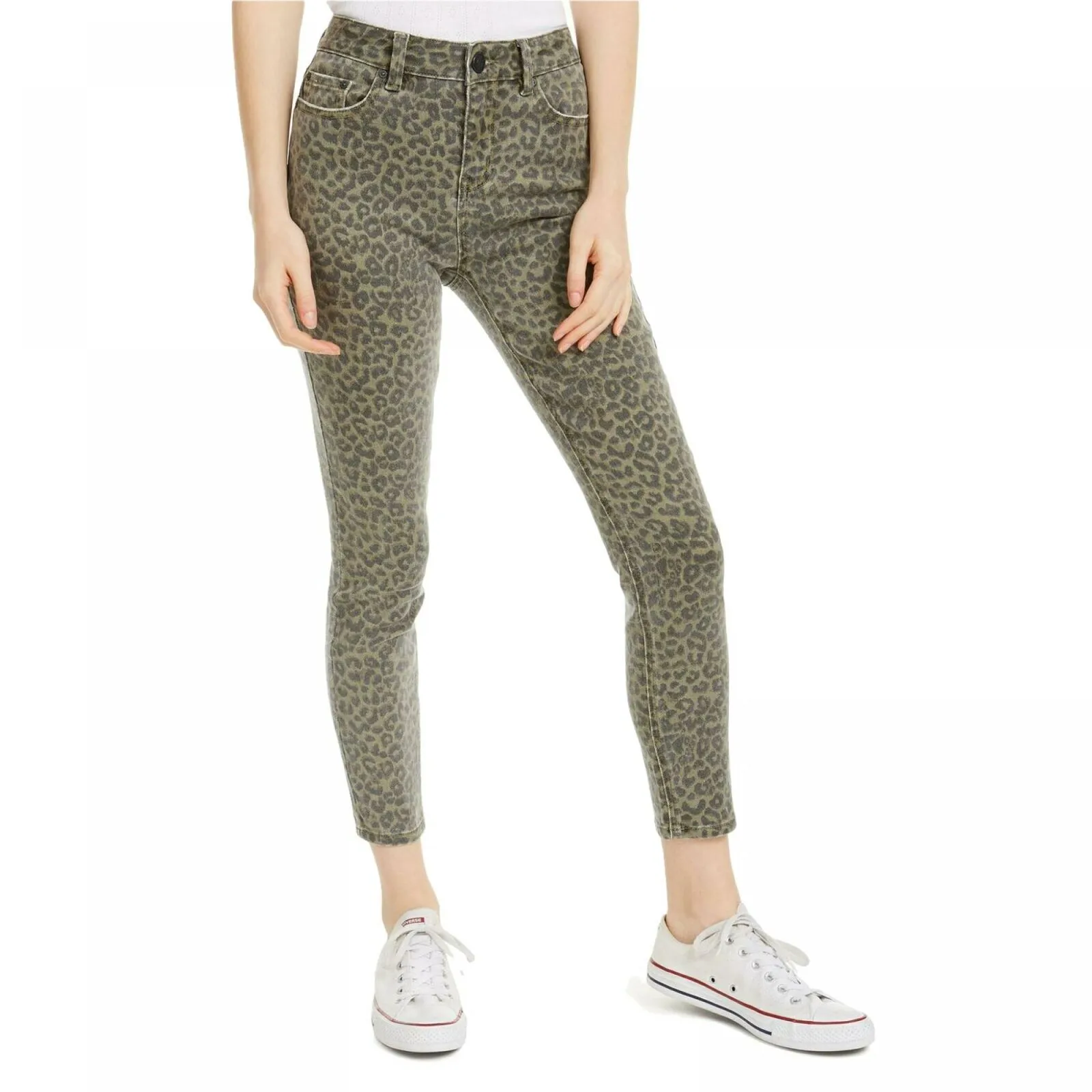 Indigo Rein Women's Leopard Print Cropped Skinny Jeans